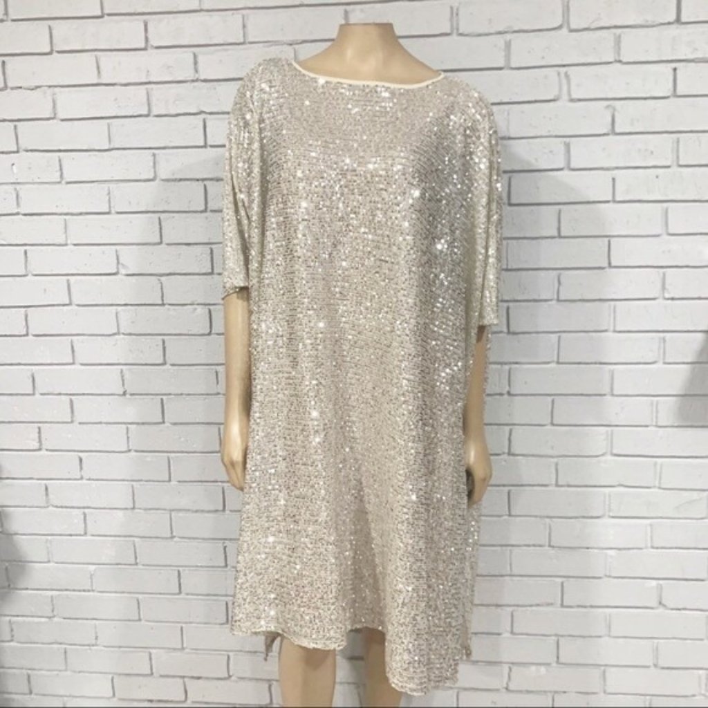 Zara Women’s Sequin Knit Ecru Cape - Size Small/Medium